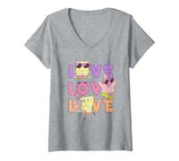 Donna Spongebob Squarepants Patrick & Gary Love Valentine's Day Maglietta con Collo a V