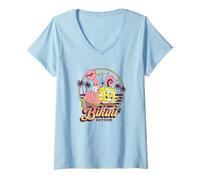 Donna Spongebob Squarepants Patrick Gary Retro Sunset Maglietta con Collo a V