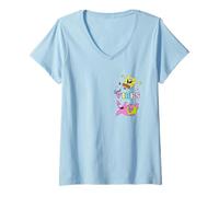Donna Spongebob Squarepants Patrick Good Vibes Maglietta con Collo a V