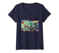 Donna Spongebob Squarepants Planet Goofball Maglietta con Collo a V