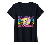 Donna Spongebob Squarepants Rainbow Unicorn Mermaid Pride Classic Maglietta con Collo a V