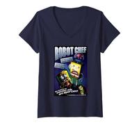 Donna Spongebob Squarepants Robot Chef Maglietta con Collo a V