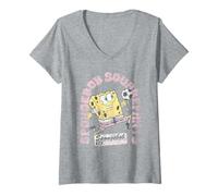 Donna Spongebob Squarepants Soccer Calcio Maglietta con Collo a V