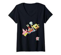 Donna Spongebob Squarepants Spongebob And Friends Maglietta con Collo a V