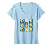 Donna Spongebob Squarepants Spongebob Patrick Funny Faces Maglietta con Collo a V