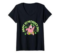 Donna Spongebob Squarepants St. Patrick's Day Green Maglietta con Collo a V