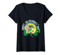 Donna Spongebob Squarepants St. Patrick's Day Holiday Duo Portrait Maglietta con Collo a V