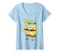 Donna Spongebob Squarepants Strange Style Don't Care, Opera d'Arte retrò Maglietta con Collo a V