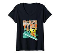 Donna Spongebob Squarepants Surf's Up Palm Trees Maglietta con Collo a V