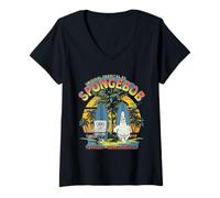 Donna Spongebob Squarepants Ufficiale Totally Wavetastic Maglietta con Collo a V