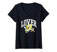 Donna Spongebob Squarepants Valentine's Day Lover Cupid Sponge Maglietta con Collo a V