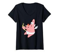 Donna Spongebob Squarepants Valentine's Day Patrick Cupid Maglietta con Collo a V