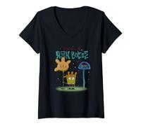 Donna Spongebob Welcome to Rock Bottom Bus Stop Cartoon Maglietta con Collo a V