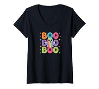 Donna Spooky Ghost Boo Lover Halloween Creature Monster Maglietta con Collo a V