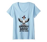 Donna Spooky Goose On The Loose Maglietta con Collo a V