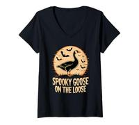 Donna Spooky Goose On The Loose Maglietta con Collo a V