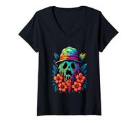 Donna Spooky Ice Cream Spooky Tropical Summer Halloween Summerween Maglietta con Collo a V