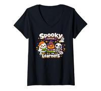 Donna Spooky Little Learners, Motivo: Amici di Classe Maglietta con Collo a V