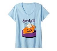 Donna Spooky Pi Day Halloween Pumpkin Pie Matematica Insegnante Scienze Giochi di Parole Maglietta con Collo a V