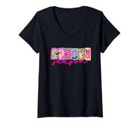 Donna Spooky Season Retro Anni '90 Stile Halloween Design Maglietta con Collo a V