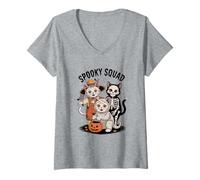 Donna Spooky Squad Carino Gatti di Halloween in Costumi Maglietta con Collo a V