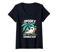 Donna Spooky Summer Summerween Scheletro Fantasma Halloween Maglietta con Collo a V