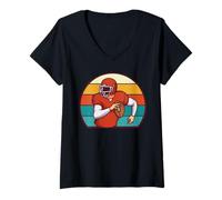 Donna Sport Rugby Calciatore Touchdown Retro Vintage Football Maglietta con Collo a V