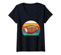 Donna Sport Rugby Calciatore Touchdown Retro Vintage Football Maglietta con Collo a V