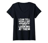 Donna Spot Judgmental People Just By Looking at Them - Maglietta con Collo a V