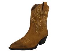 Donna Spot On Borchie Dettagliato Piccolo Tacco Zip Stivali da Cowboy Caviglia