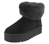 Donna Spot On F4463 Plateau Comodo Caviglia Stivali Con Collo IN Finta Pelliccia