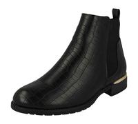 Donna Spot On Moda Coccodrillo Dettagliato Stivali Caviglia F5R1196