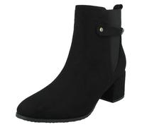Donna Spot On Nero Blocco Tacco a Punta Stivali Caviglia: F5R1239