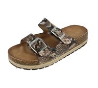 Donna Spot On Slip On Mulo Serpente Stampa Estivo Casual Plateau Sandali F1R0956