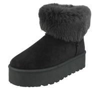 ' Donna Spot On 'Stivaletti con Plateau Con Collo IN Finta Pelliccia - F4R463