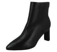 Donna Spot On Tacco Alto Pelle Stivali Caviglia Con a Punta Interno Zip F5R1213