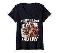 Donna SPQR Guerriero Legionario Roms Centurione - Cesare Maglietta con Collo a V