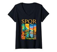 Donna SPQR Panorama - Roma in Scene Maglietta con Collo a V