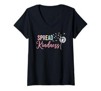 Donna Spread Kindness Shirts for Women Summer Dandelion Kindness Maglietta con Collo a V