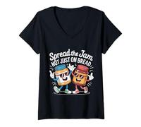 Donna Spread The Jam Not Just On Bread Positivo Motivazionale - Maglietta con Collo a V