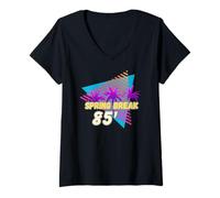 Donna Spring Break 85 | Abbigliamento da Festa in Spiaggia Anni '80 Maglietta con Collo a V