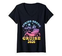 Donna Spring Break Cruise 2026 Family Trip Vacation Matching Maglietta con Collo a V