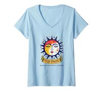 Donna Spring Equinox Renew - Sole, Luna & Fiori Design Regalo Maglietta con Collo a V