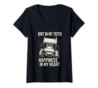 Donna Sprint Car Racing Dirt Track Speed Oval Race Outlaw Outlaw Maglietta con Collo a V