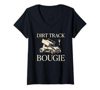 Donna Sprint Car Racing Dirt Track Speed Oval Race Outlaw Outlaw Maglietta con Collo a V
