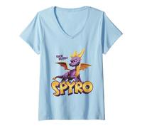Donna Spyro Sick Burn Vintage Purple Dragon with Logo Video Game Maglietta con Collo a V