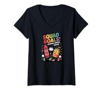 Donna Squad Goals Pastelli Snack Recesso Bambini Divertenti Maglietta con Collo a V