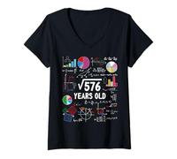 Donna Square Root of 576 24th Birthday 24 Year Old Funny Math Nerd Maglietta con Collo a V