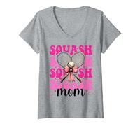 Donna Squash Mom Mama - Fiocco rosa per festa della mamma Maglietta con Collo a V