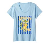 Donna Squeeze Me Lemon Citrus Fruit Summer Pun Maglietta con Collo a V